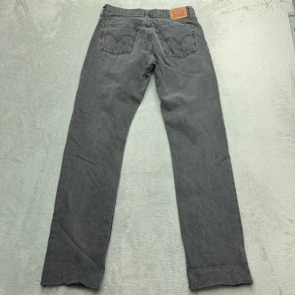 Levi's 501 Jeans Mens 29 Gray Original Fit Straight Leg Button Fly Raw Hem Denim